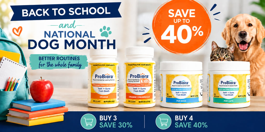 Back to School and National Dog Month ProBiora sale